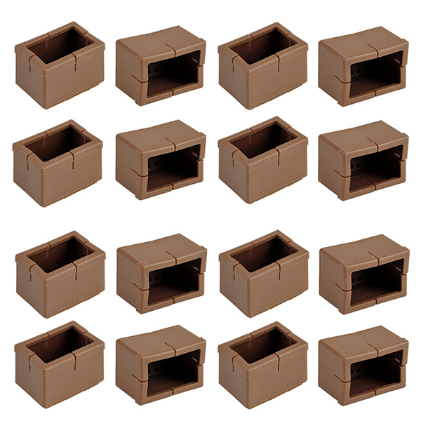 Chair Leg Caps, WarmHut 16pcs Brown Silicone Table Furniture Leg Feet Tips Covers Wood Floor Protectors, Felt Pads, Prevent Scratches, (Rectangle)(Brown)