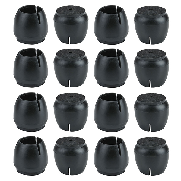Chair Leg Caps Round, WarmHut 16pcs Transparent Clear Silicone Table Furniture Leg Feet Tips Covers, Felt Pads, Prevent Scratches, Wood Floor Protector (Round)(Black)